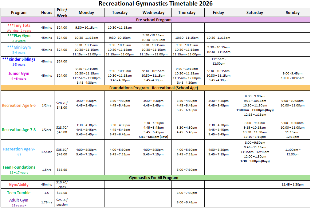 Timetable