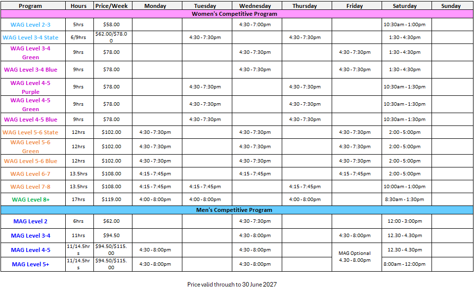 Competitive timetable