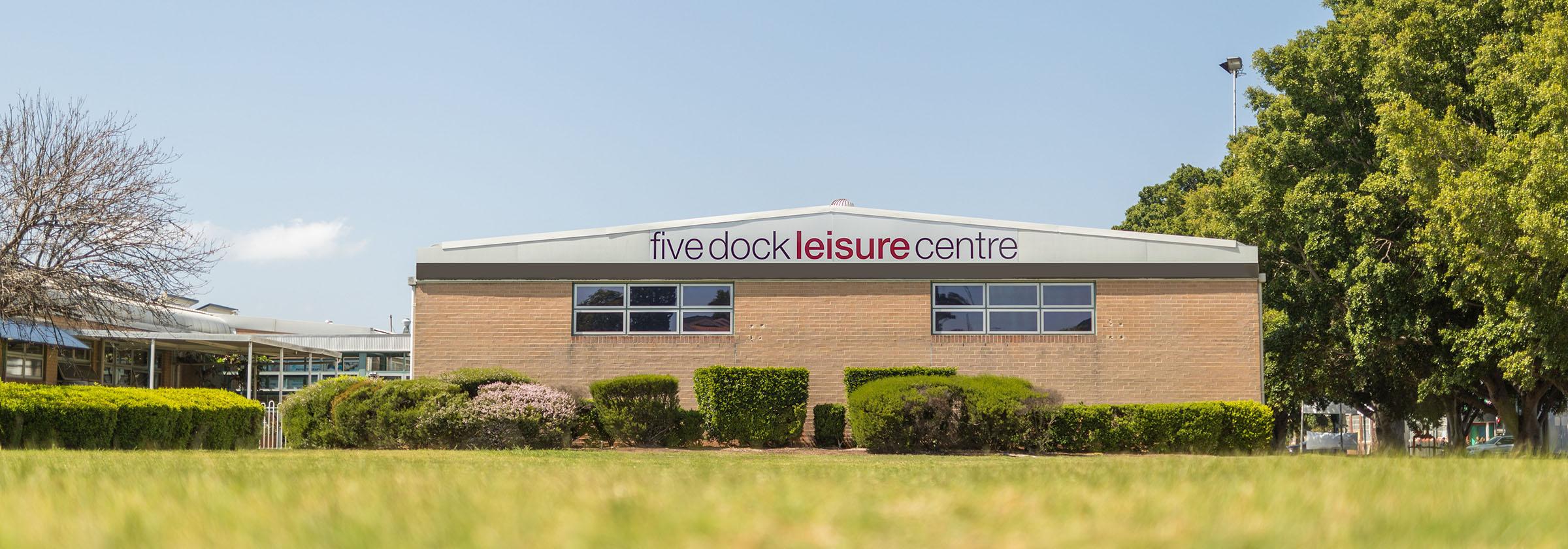 Image of Five Dock Leisure Centre building and park infront